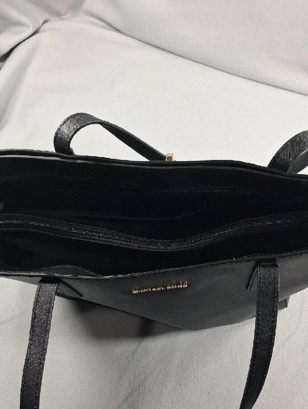 Michael Kors Black Saffiano Tote with Gold Logo - Picture 8 of 11